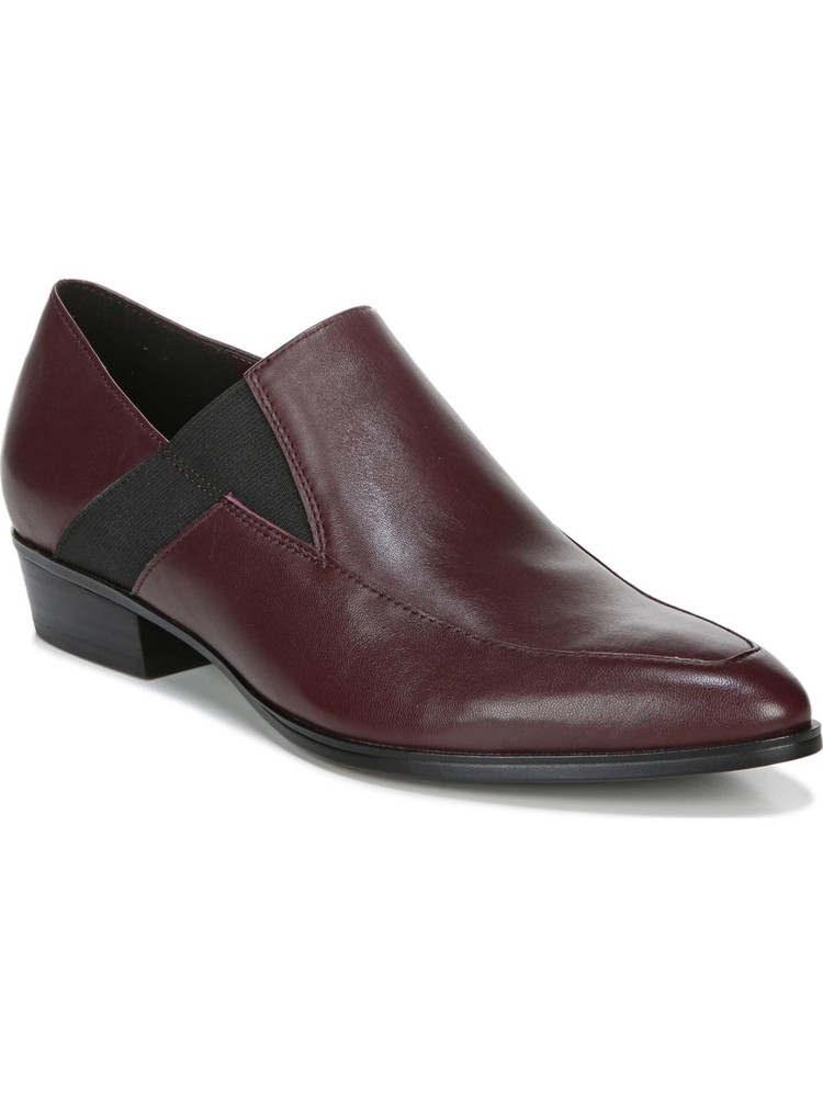 Naturalizer Womens Burgundy Leather Heeled Loafers Slip On Dress Shoes Size 8