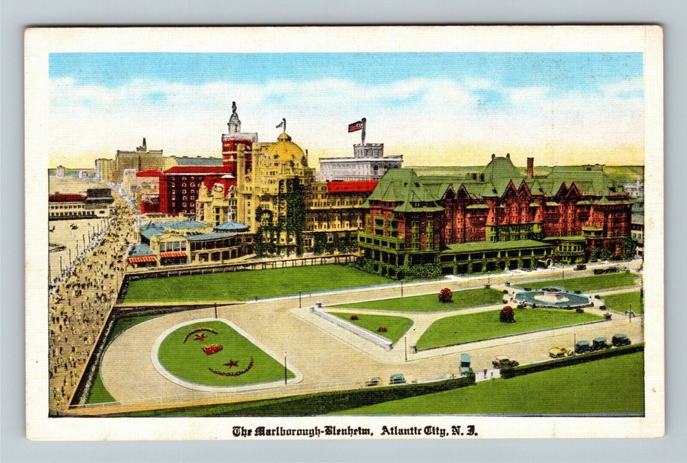 Atlantic City NJ-New Jersey, Marlborough-Blenheim, Aerial View Vintage Postcard