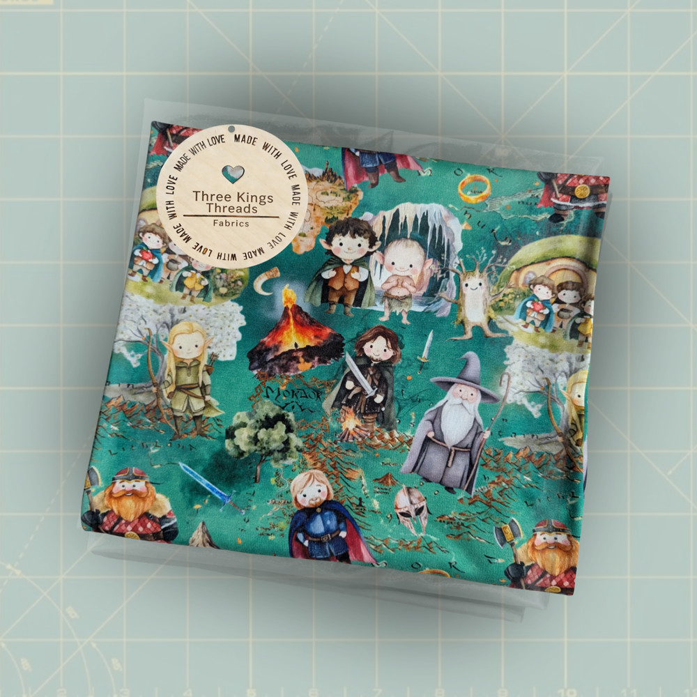 Lord of the Ring Green Cartoon DBP 1 Yard Fabric Seamless Design Approx 59x36