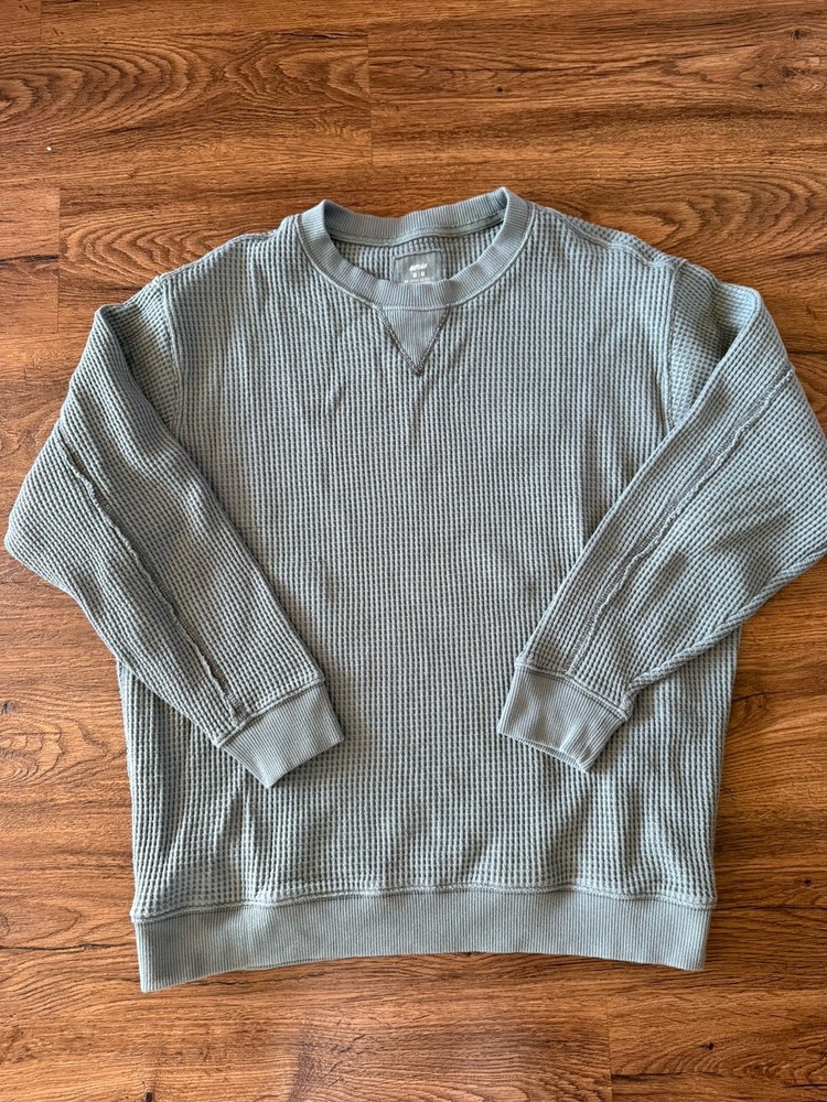 Aerie Green Knit Pullover Sweatshirt Women's Medium Long Sleeve Crew Neck