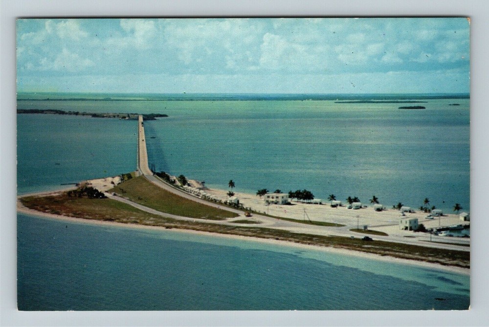 Overseas Highway FL-Florida, Aerial View Bahia Honda Bridge Vintage Postcard