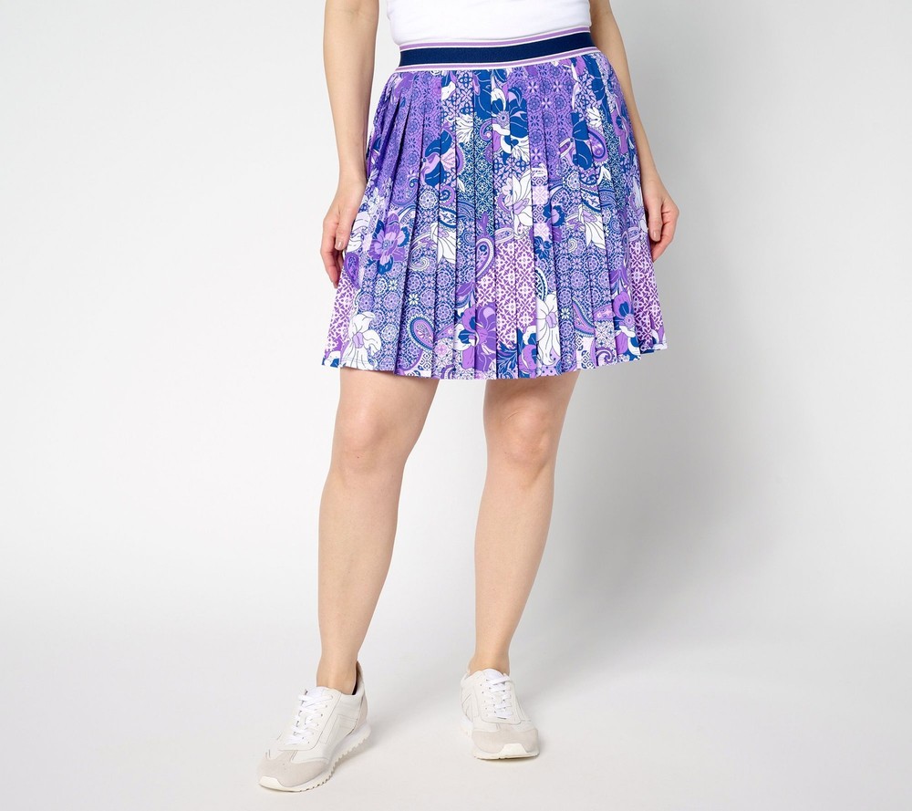 Susan Graver Women's Petite Skirt PXL Courtside Social Multi-colored A687855