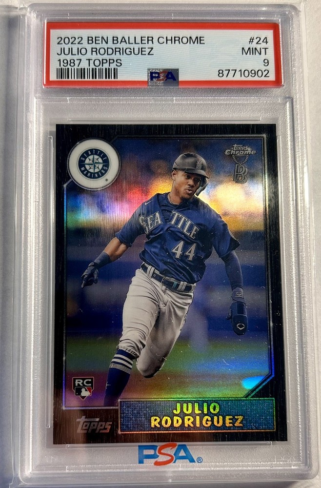 Julio Rodriguez RC 2022 Topps Chrome Ben Baller 1987 Seattle Mariners PSA 9