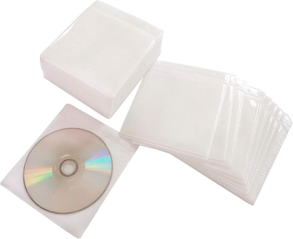 Double-Sided Refillable Plastic Sleeves for CD DVD Blu-ray Storage