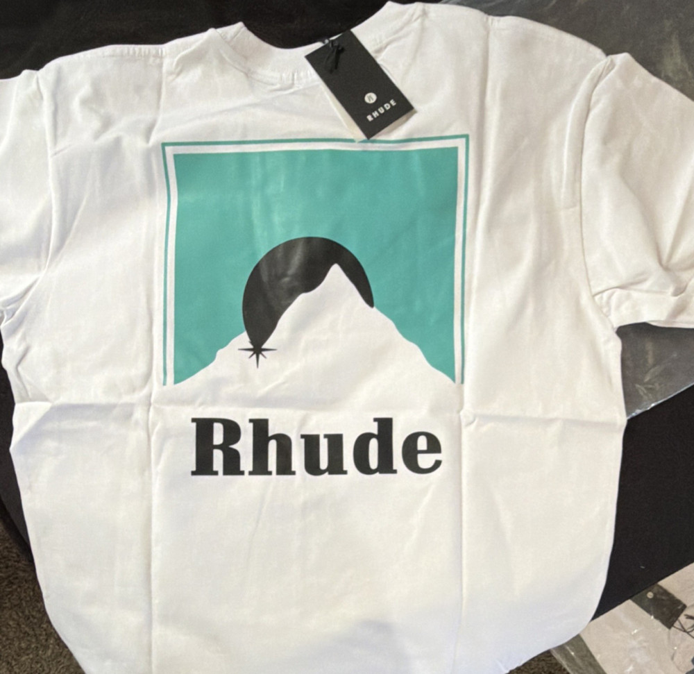 RHUDE Men's M White Graphic Logo T-Shirt Short Sleeve Crew Neck NWT