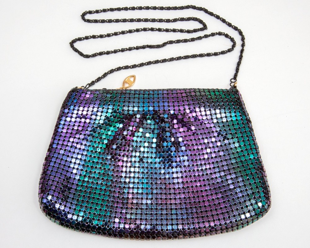 VTG 1980's Disco Evening Bag Iridescent Metal Mesh Chain Strap