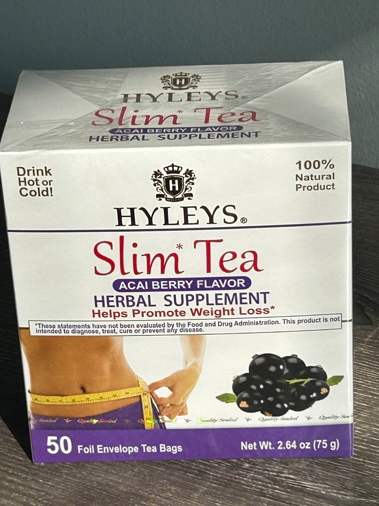 HYLEYS HERBAL SLIM TEA Weight Loss -100% NATURAL- 50 Bags Acai Berry-image