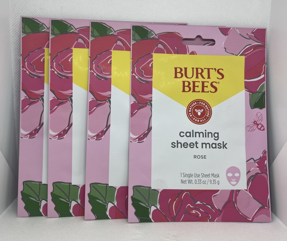 Burt's Bees Calming Rose Sheet Mask Set of 4 with Free Shipping