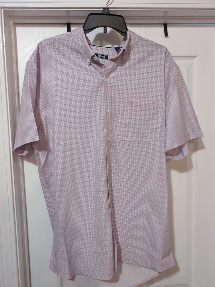 Men's Izod Breeze Prism Pink Button-up Shirt XL New With Tags Very Lightweight