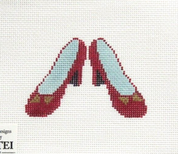 Petei Painted Pony Ruby Red Shoes Wizard of Oz Handpainted Needlepoint Canvas