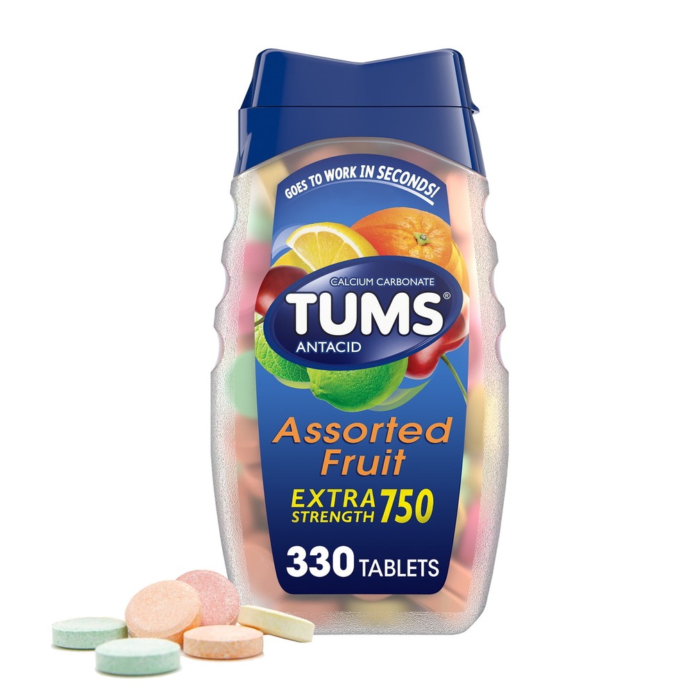 TUMS Assorted Fruit Extra Strength 750 mg Antacid Chewable Tablets, 330 Count