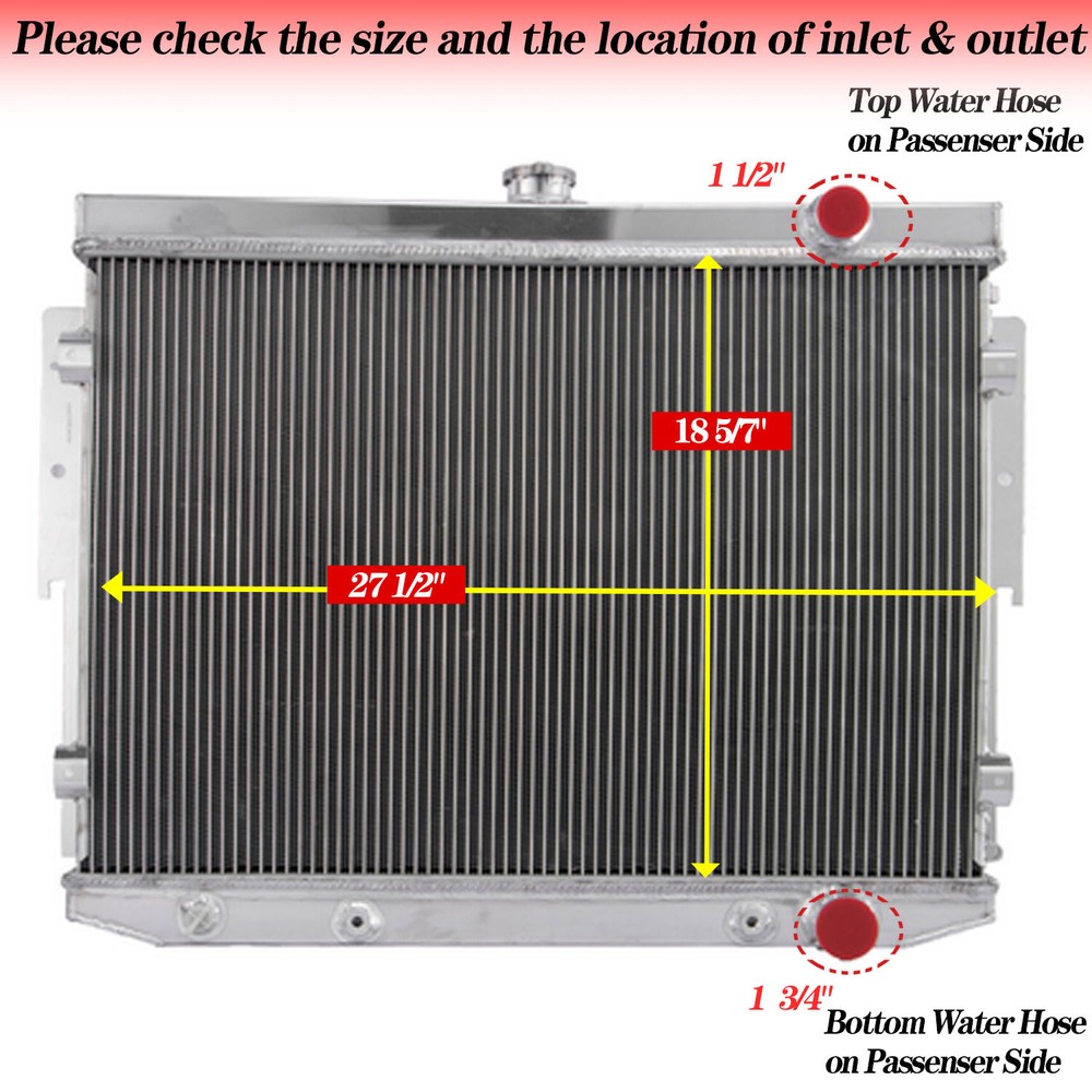 4 Core Aluminum Radiator For 1973-1978 Chrysler Dodge Plymouth Mopar 7.2L CC503