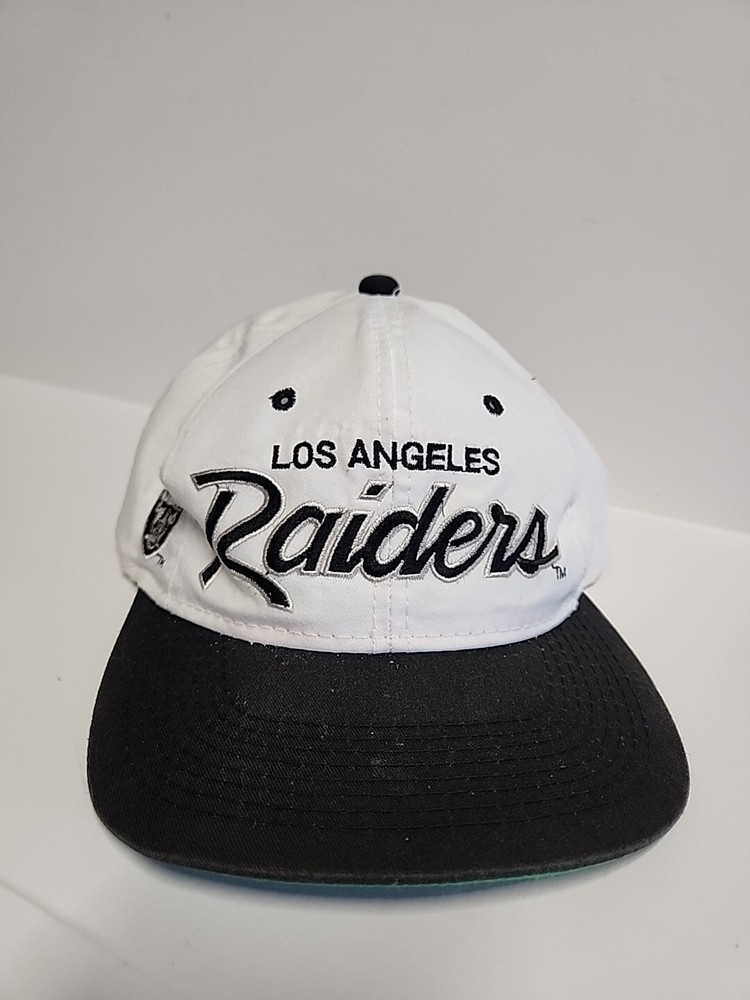 Vintage Los Angeles Raiders Sports Specialties Script Hat Snapback Twill Blk/Wht