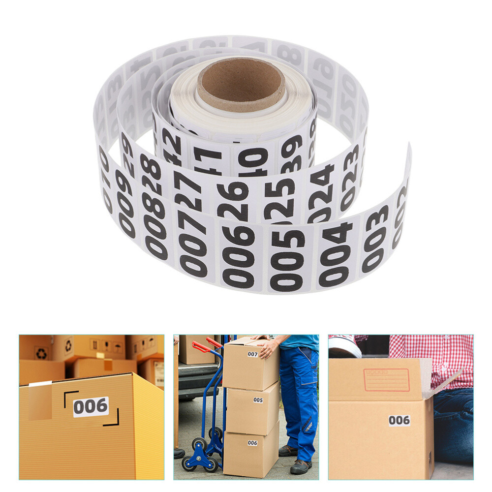Black Self-Stick Assembly Line Number Labels for Packing Boxes