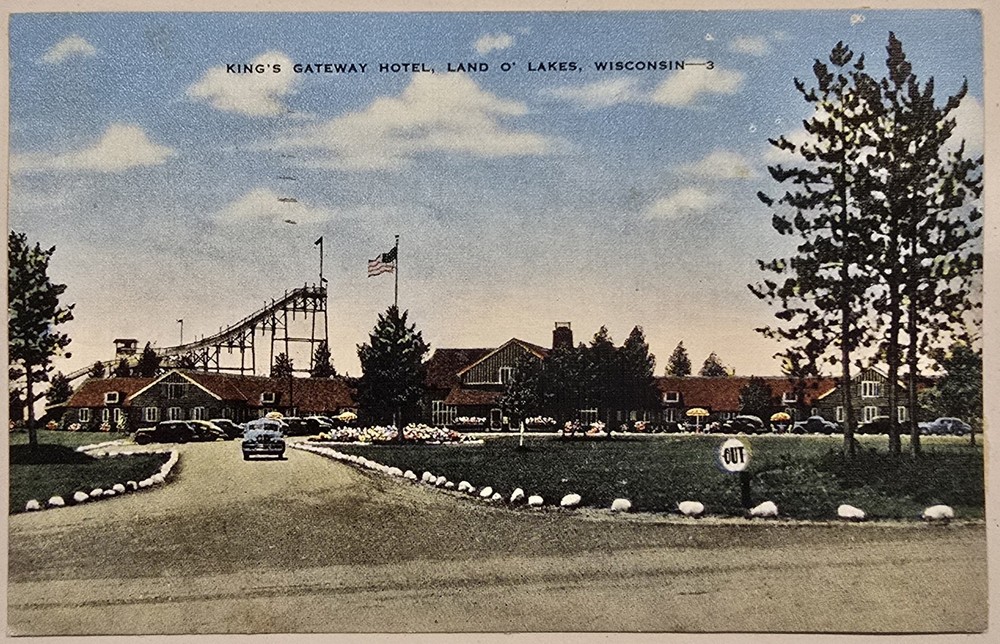 King's Gateway Hotel Vintage Postcard Land O' Lakes WI 1952 Posted