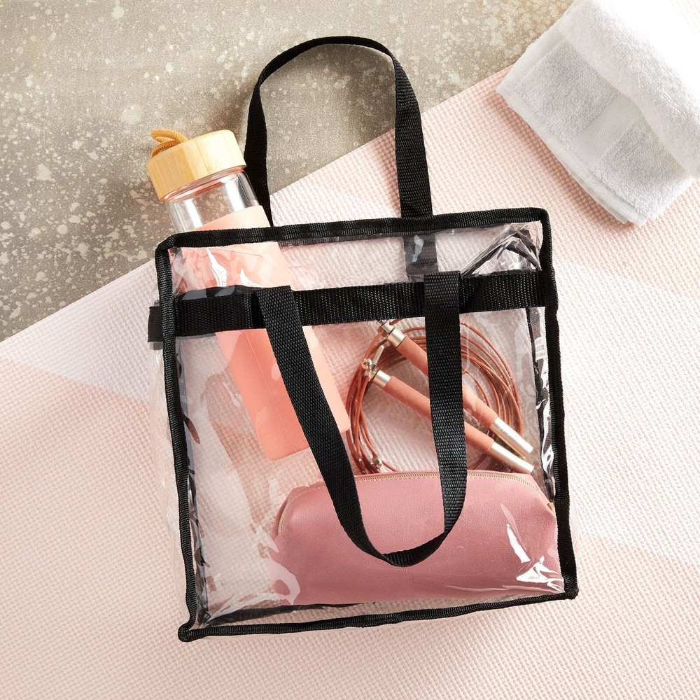 2 Pack Stadium Approved Clear Tote Bags with Handles for Beach Concert, 12x6x12