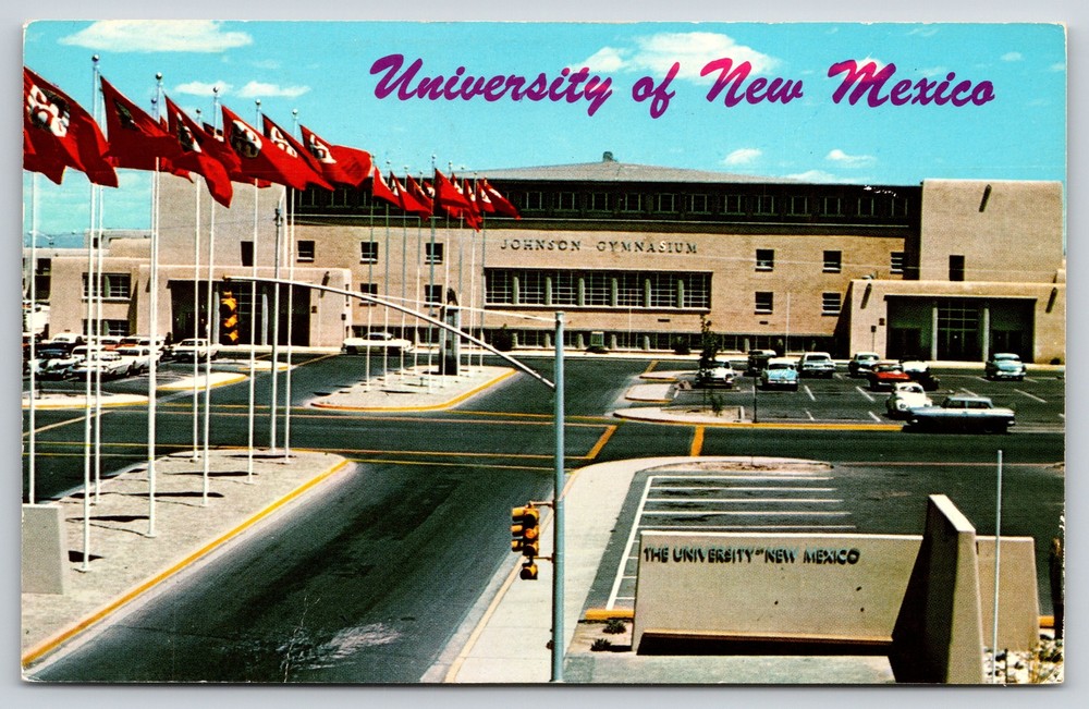 Albuquerque New Mexico~John Gymnasium & Entrance to Town~Vintage Postcard
