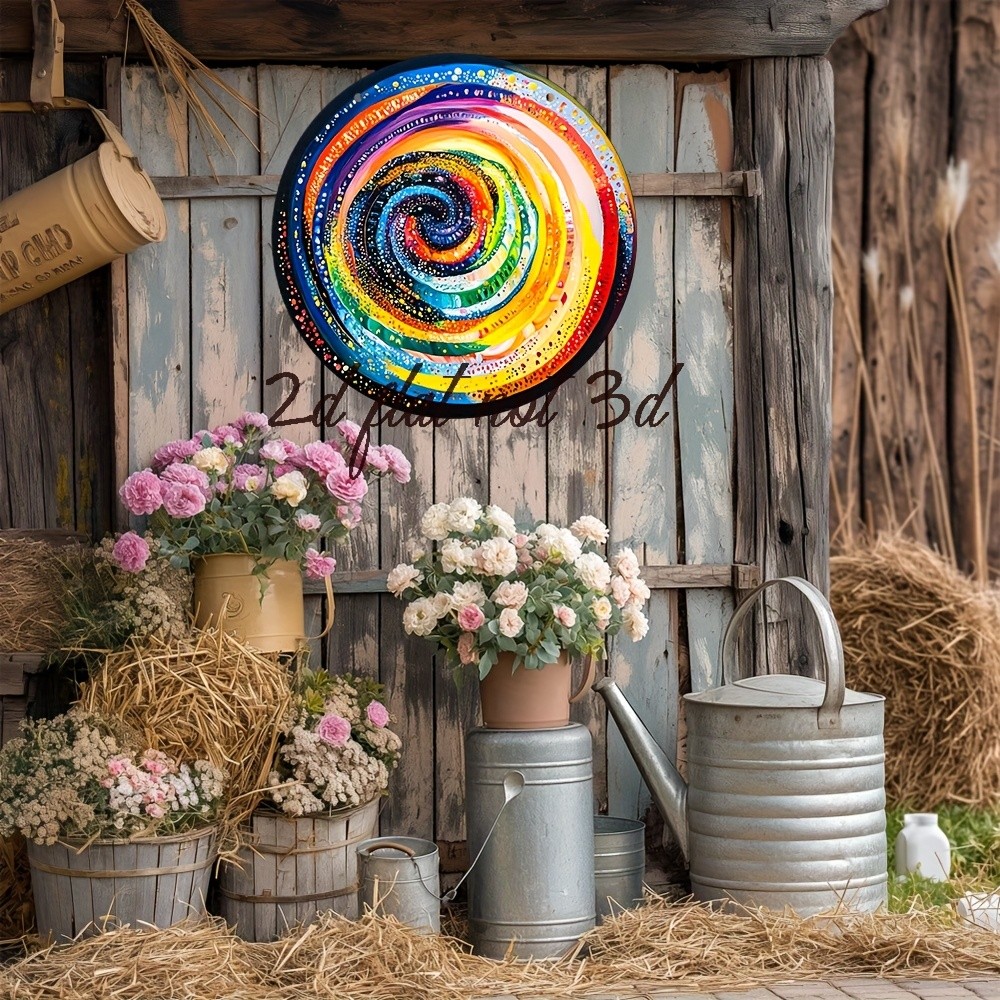 Bright Round Abstract Swirls Painting Aluminum Wall Art Decor
