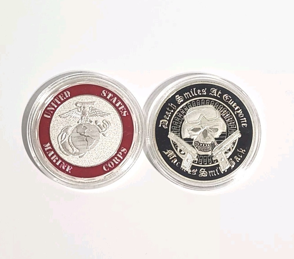 (1) United States Marine Corps Challenge Coin Death Smiles/Marines Smile Back