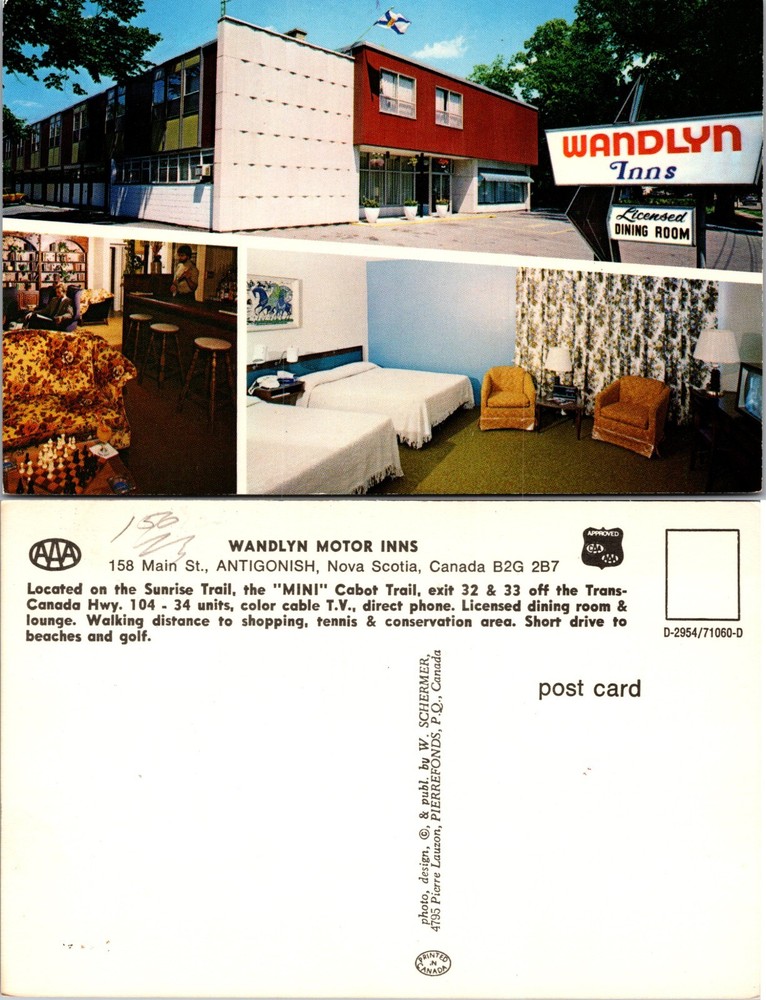 Wandlyn Motor Inns Antigonish Nova Scotia Canada Postcard