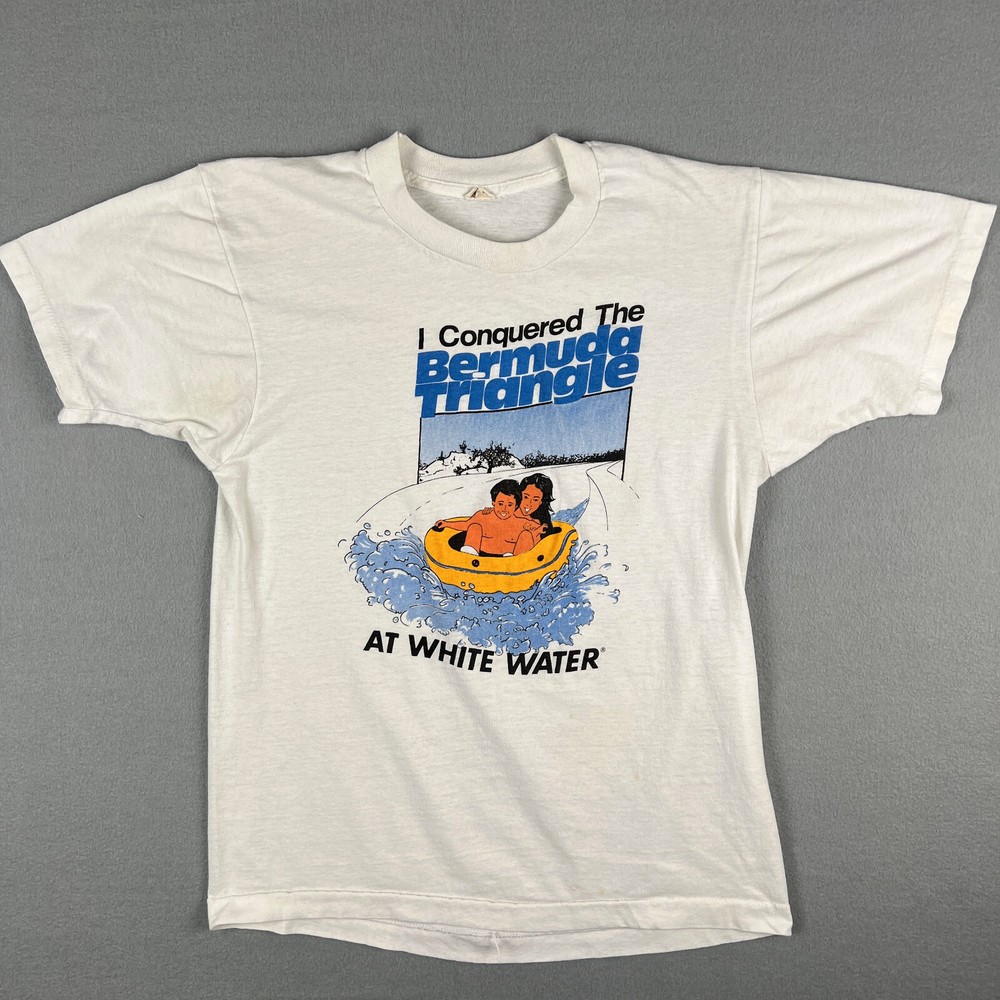VTG 1980s Six Flags Bermuda Triangle Water Park T-Shirt Fits Small Tubing USA