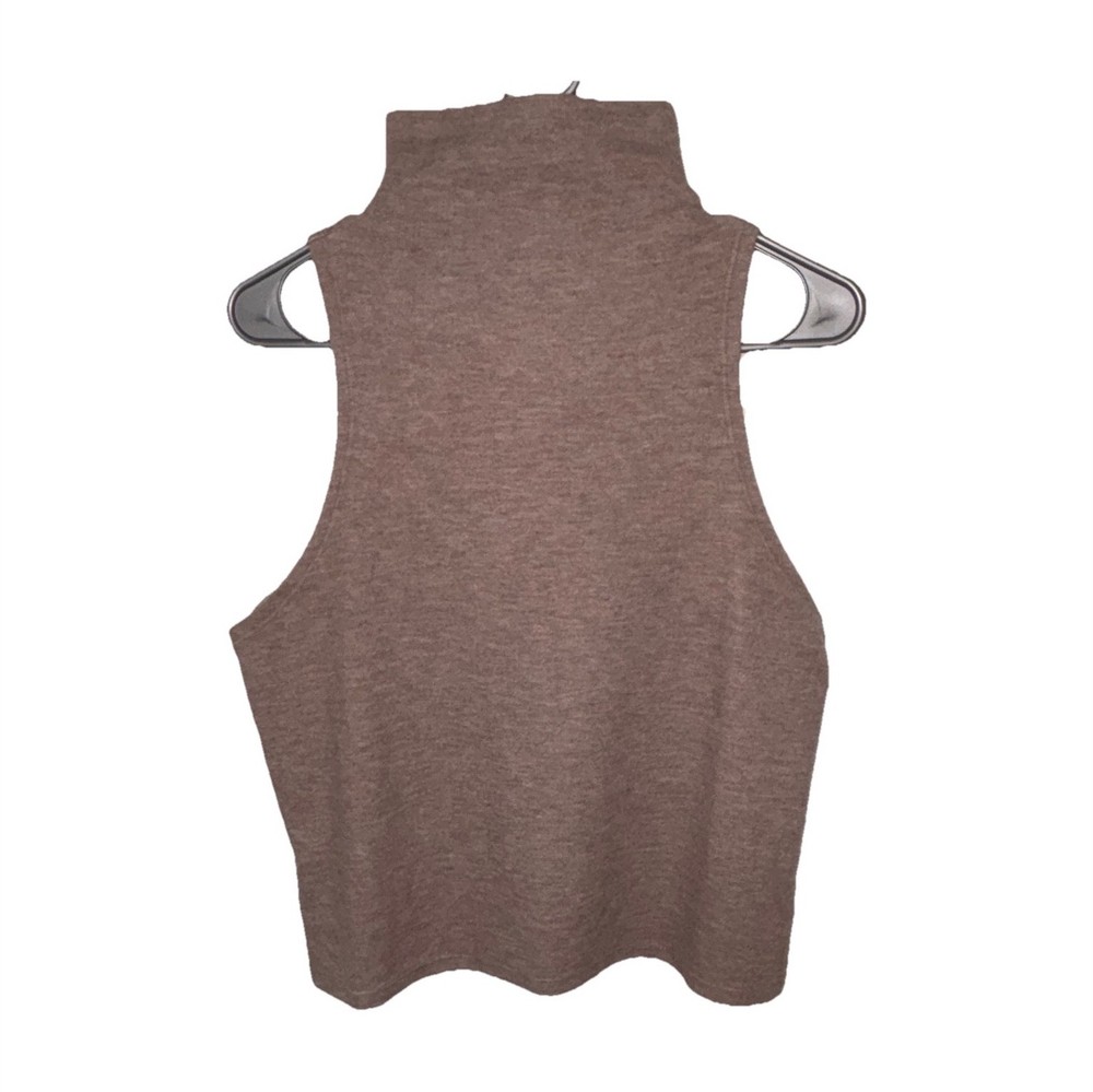 A New Day Brown Solid Sleeveless Mock Neck Stretch Tank Top Size L