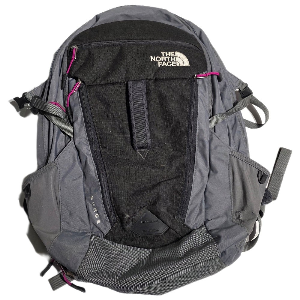 The North Face Surge Backpack Gray Black Laptop School Travel