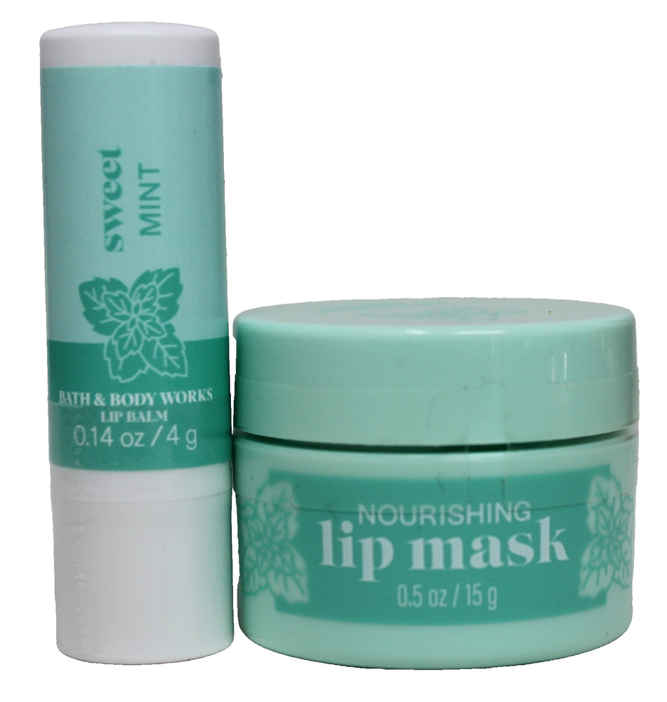 Bath & Body Works Sweet Mint Lip Balm & Lip Mask Set of 2 Brand New