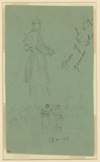 Officer,8th New York German Rifles,Band,Alfred Rudolph Waud,American Civil War