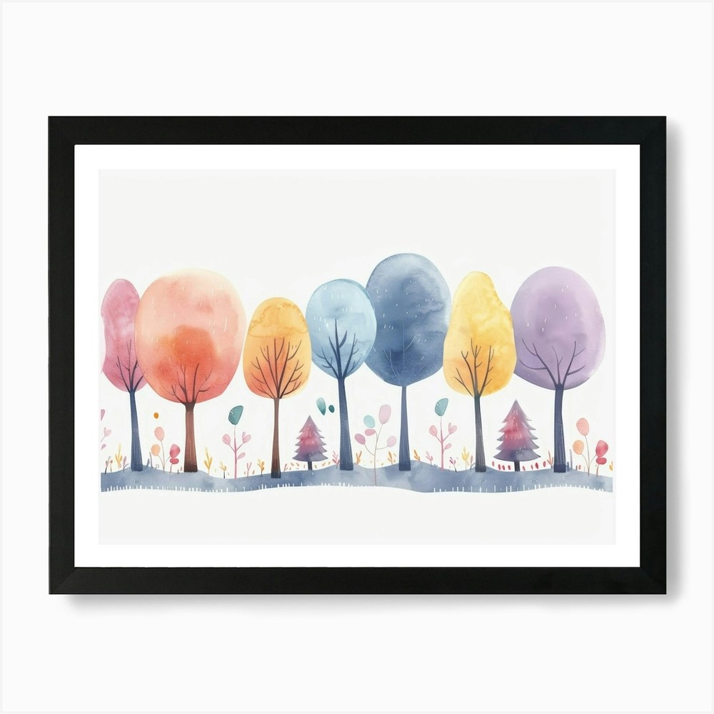 Watercolor Trees 1 Art Print Framed Wall Art Poster Canvas Print Picture