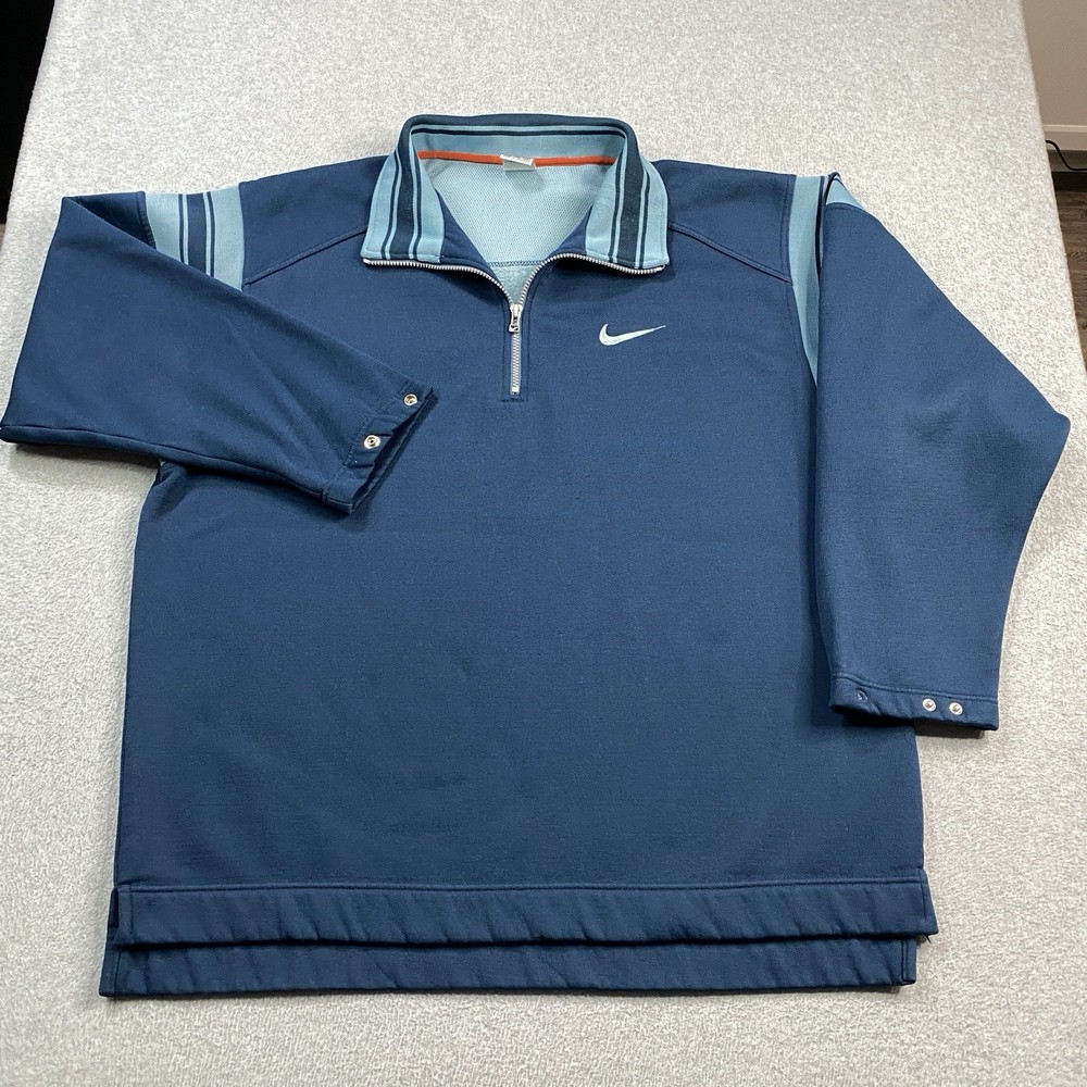 VINTAGE Y2K Nike Sweatshirt Mens 2XL 1/4 Zip Pullover Heavy Fleece Golf Outdoor*