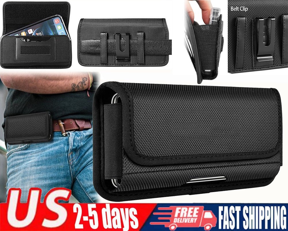 Horizontal Nylon Belt Clip Holster Carrying Pouch Phone Case For Samsung/ iPhone