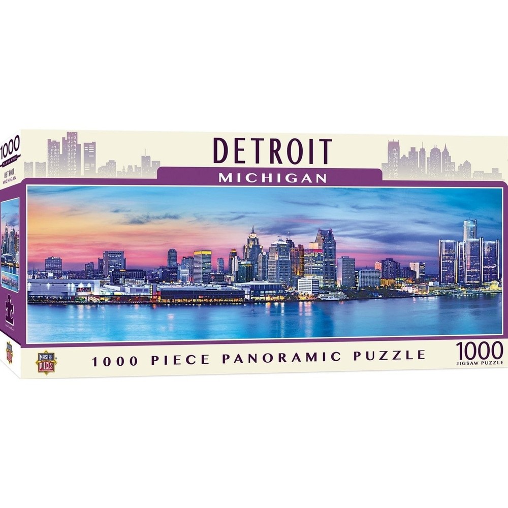American Vista Detroit 1000 Piece Panoramic Jigsaw Puzzle Urban Cityscape
