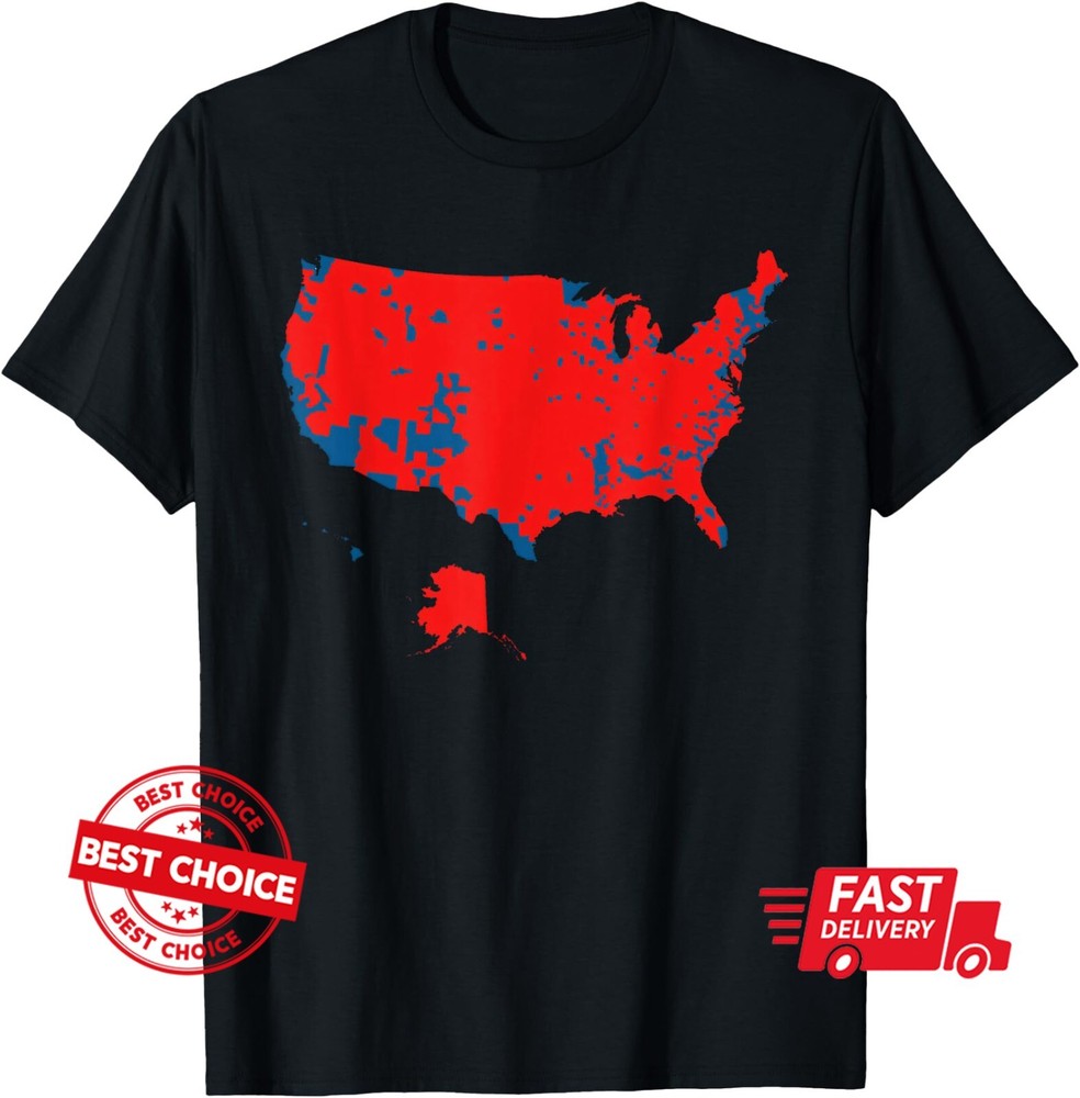 Accurate Map of 2024 Election Of US Results Unisex Black Shirt-image