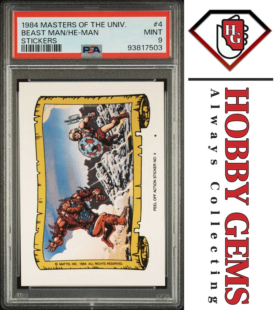 BEAST MAN & HE-MAN PSA 9 1984 Masters of the Universe Sticker #4