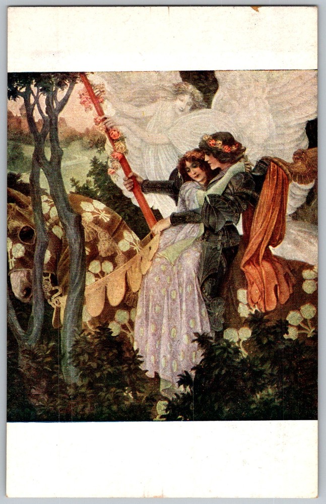 Antique Postcard Lovers Swing Prague, Czech Republic 1910s