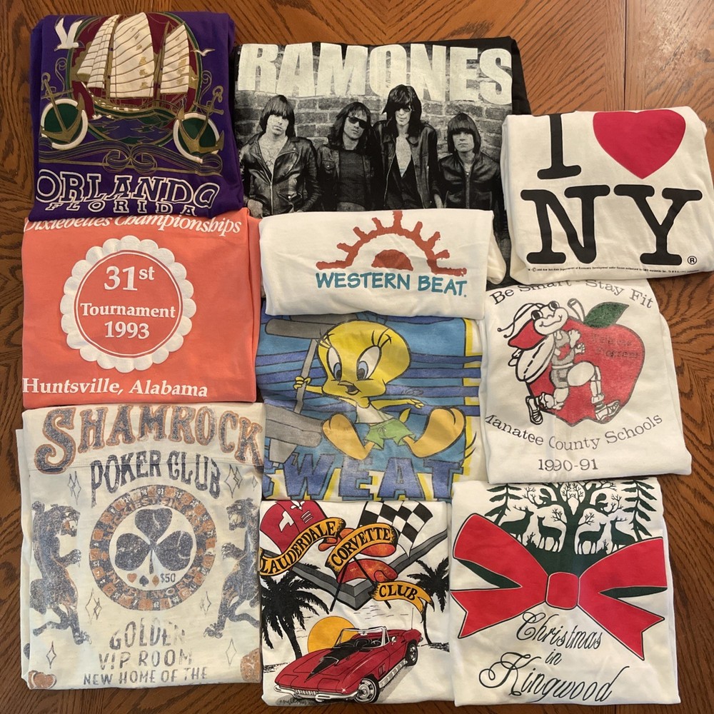 Vintage T-Shirt Lot Of 10 90s Y2K Modern Ramones Tweety Looney Tunes Corvette