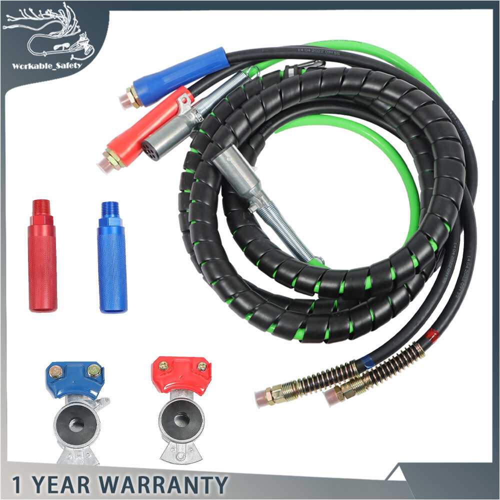 15ft 3-in-1 ABS Rubber Air Line Kit for Semi Truck 7-Way Wiring-image