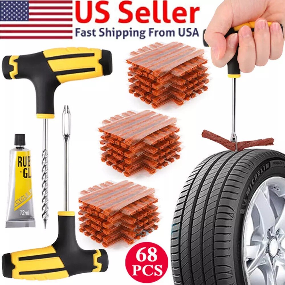 68pc Tire Repair Kit DIY Flat Tire Repair Car Truck Motorcycle Home Plug Patch