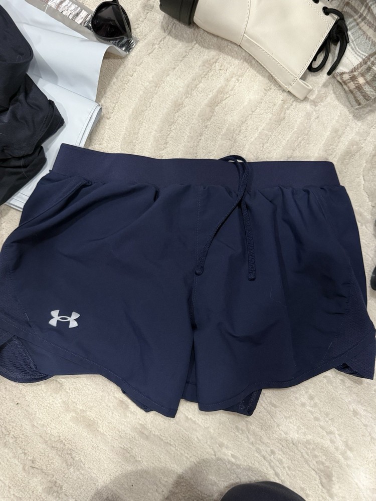 Under Armour HeatGear Women’s Navy Athletic Shorts Drawstring Lined Loose
