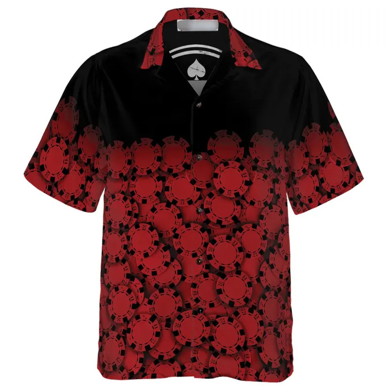 Poker Chip Hawaii Shirt Casino Theme Mens Aloha Beach
