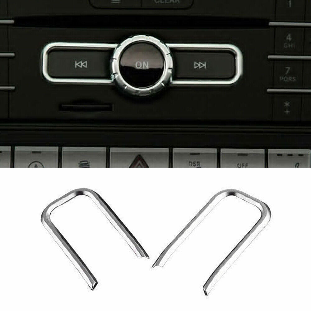 For Benz GLE GLS 16-19 Silver ABS Control Multimedia Button Frame Cover Trim 2P