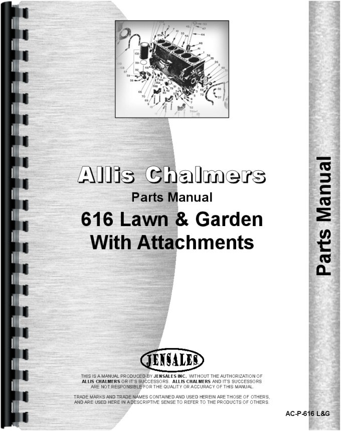 Allis Chalmers 616 Lawn & Garden Tractor Parts Manual AC-P-616 L&G