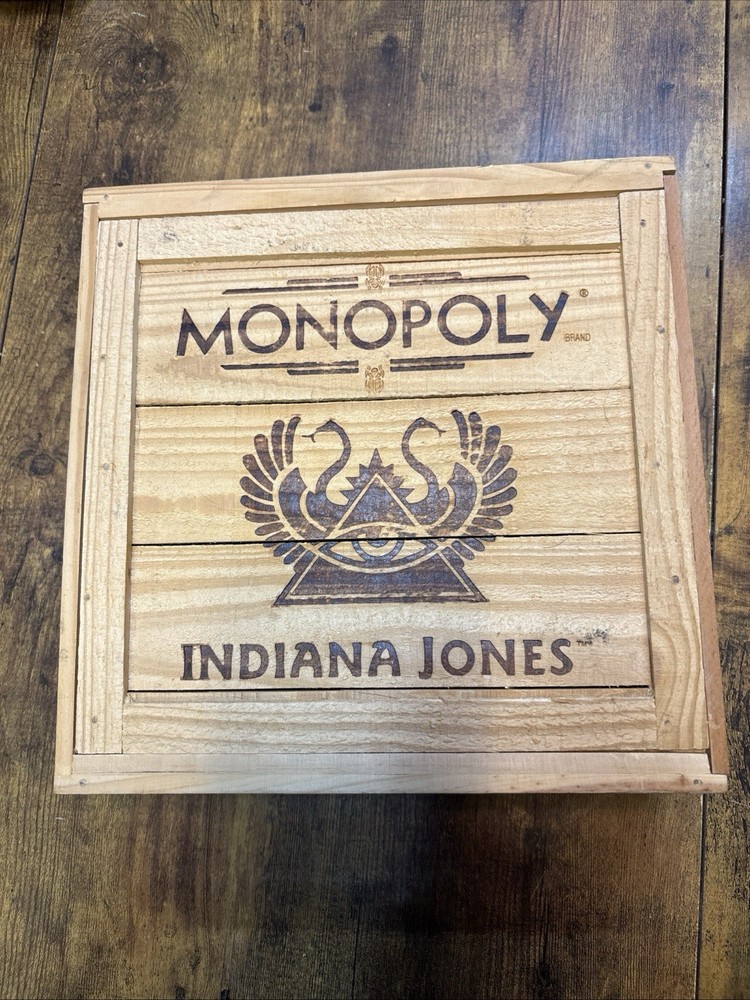 Indiana Jones Monopoly Complete Set Wooden Box Crate 100% complete