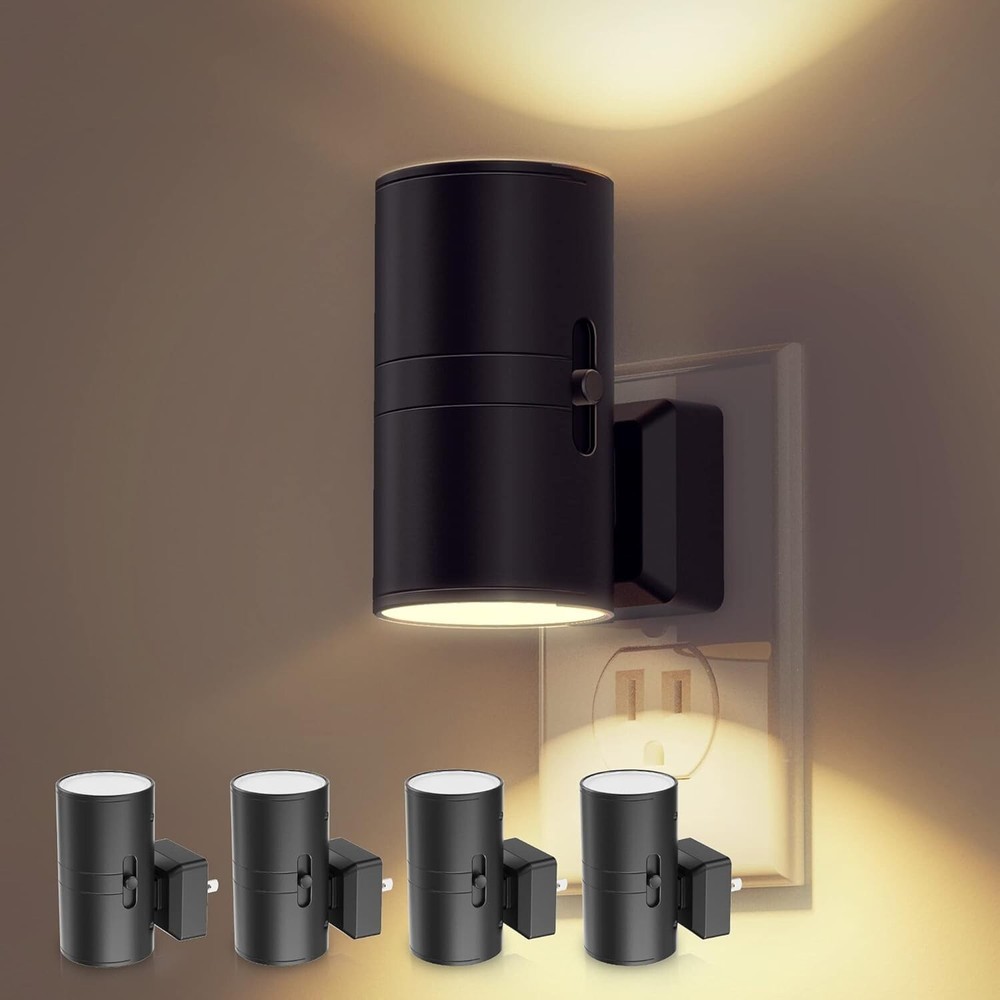 Dimmable LED Night Light 4 Pack with Light Sensor Soft White 3000K