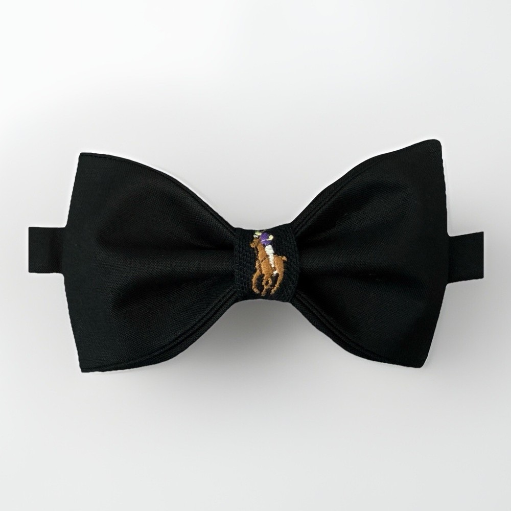 Custom Mens Black Bow Tie Pre-tied Adjustable Handmade with Pony