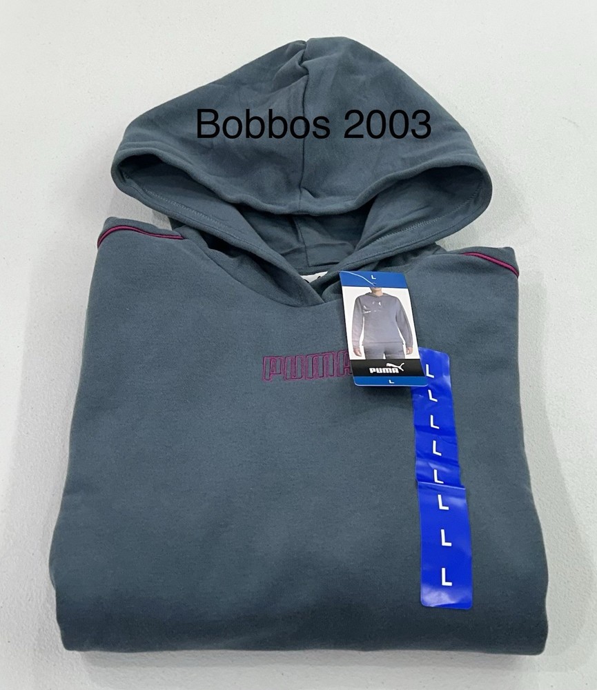 Puma Women's Long Sleeve Fleece Kangaroo Pocket Hoodie, Blue, Size L
