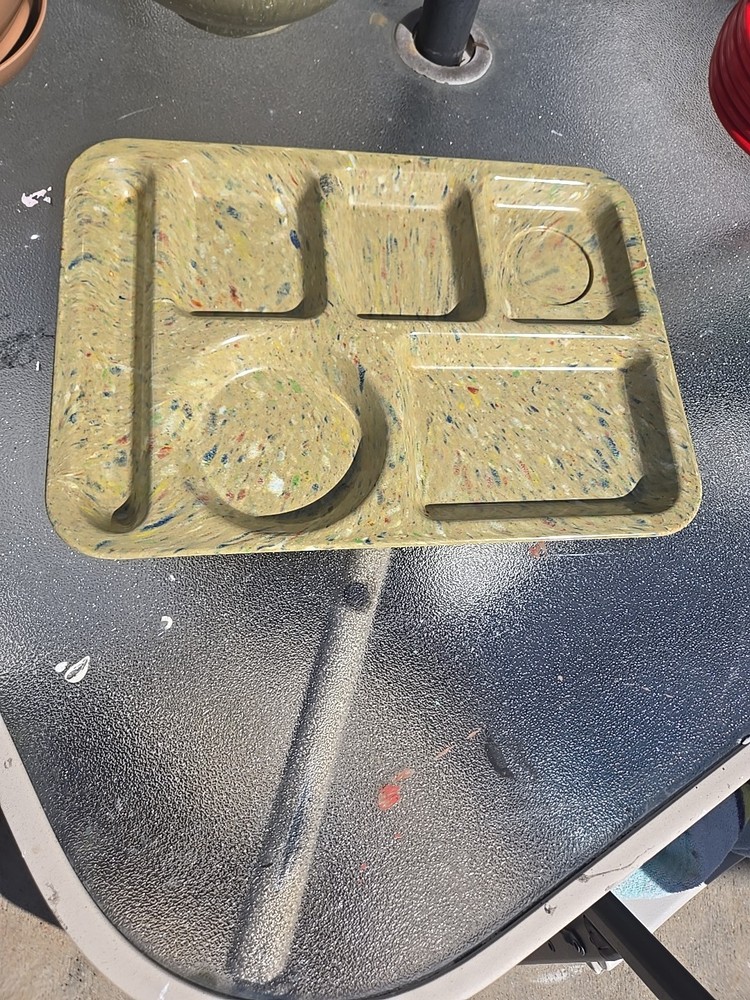 Vintage Texas Ware Gold Confetti Melamine Cafeteria Kids Food Lunch Trays