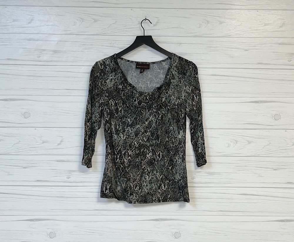 Dana Buchman top womens size extra small long sleeve patterned blouse