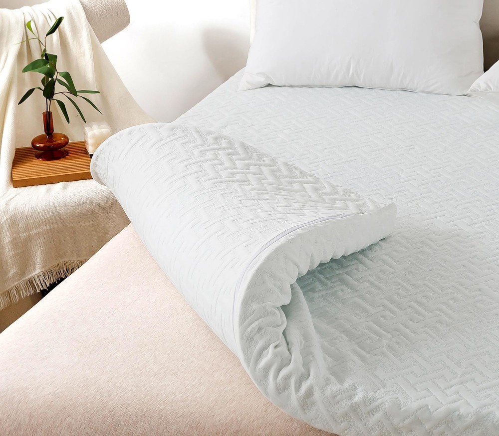 3 Inch Mattress Topper Queen Size, Egg Crate Queen Mattress Topper Fiber Cove...
